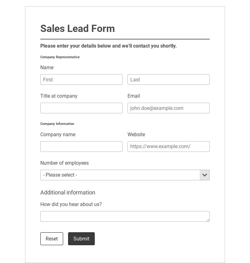 Sales Lead Form