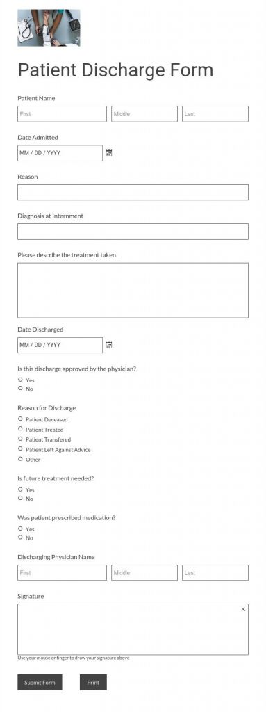 Hospital discharge paper form template | AbcSubmit