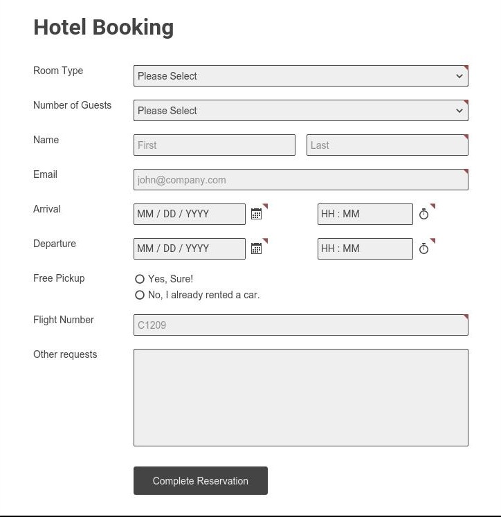 Booking form. Request for Automation form Design. Form bis-711 example. Carl ibramsbook form Vision.